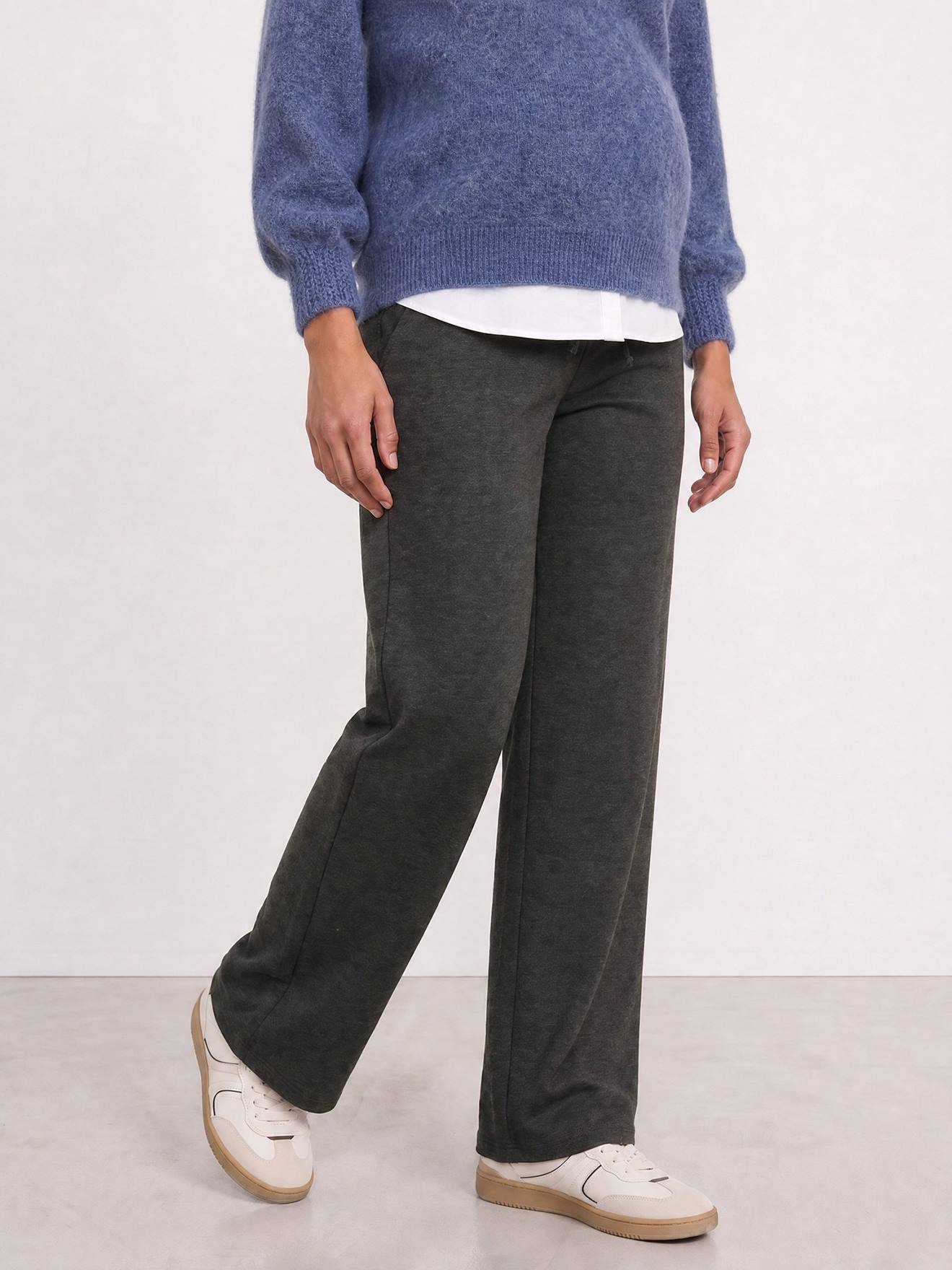 Pantalon de grossesse maille bandeau gris