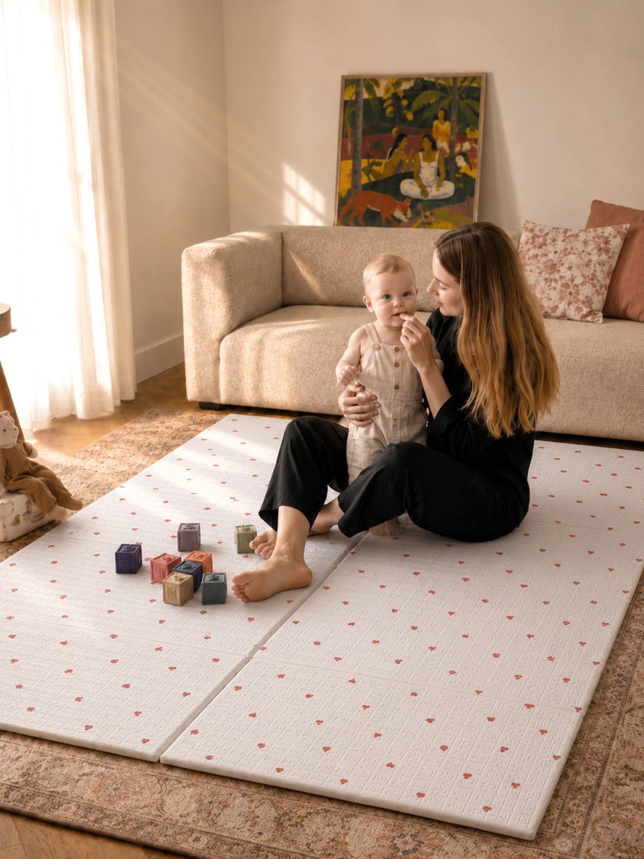 Grand tapis d'activités pliable petit cœur (Vertbaudet) - Couverture