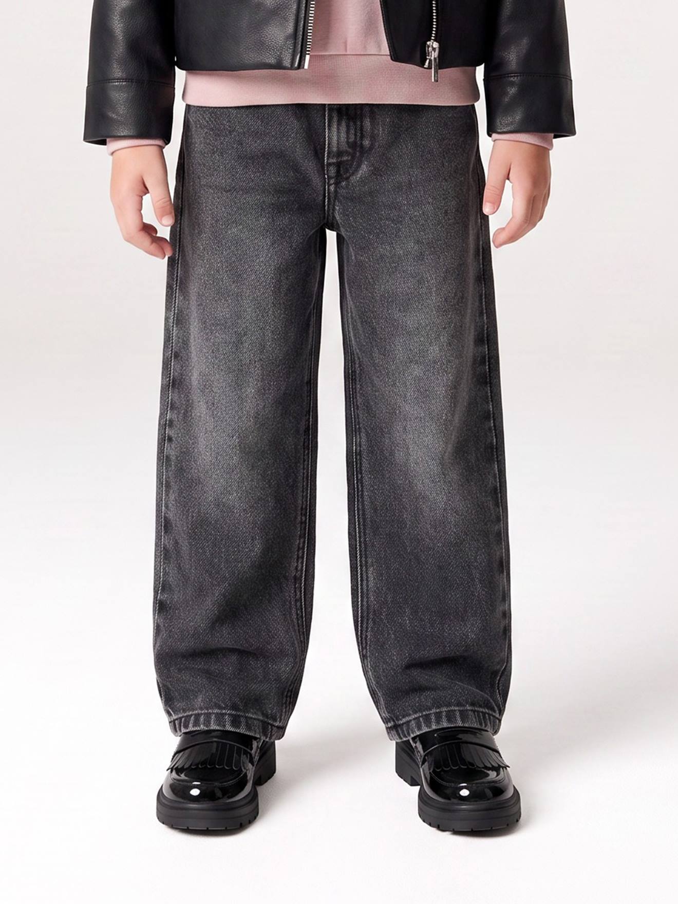 Jean fille mom denim gris