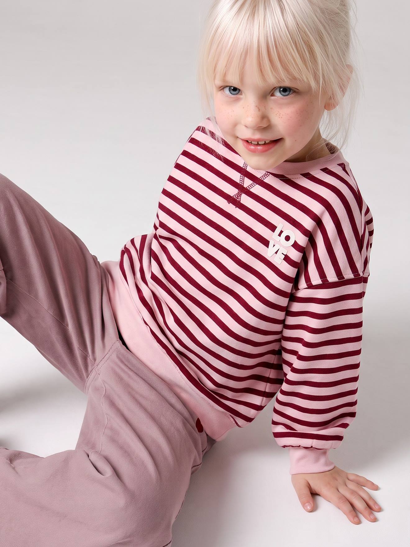 Sweat fille manches longues rouge