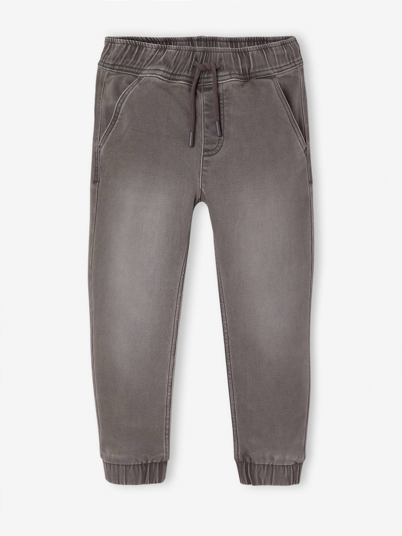 Pantalon jogger en denim effet molleton facile à enfiler garçon denim gris clair