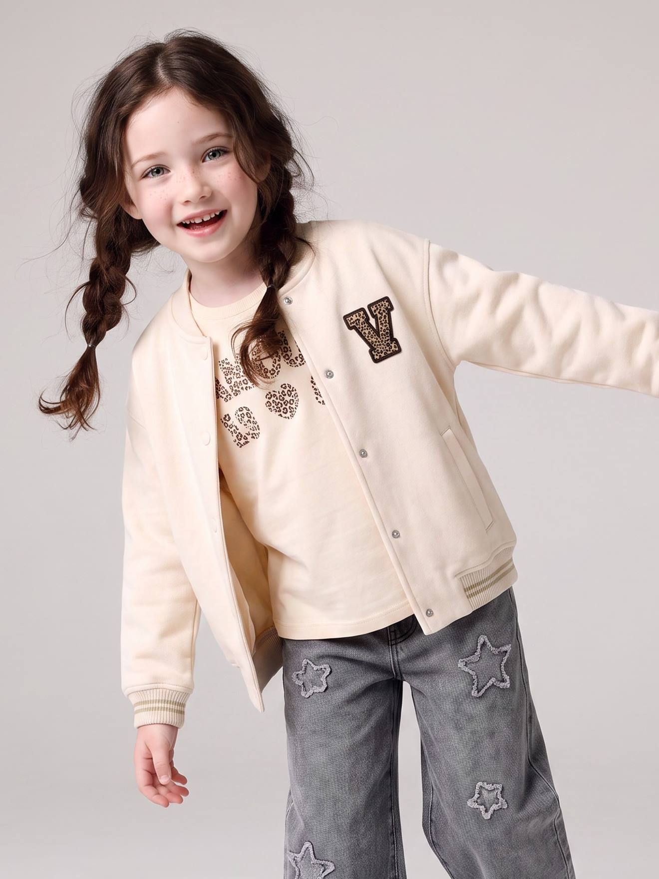 Sweat style teddy fille en molleton beige