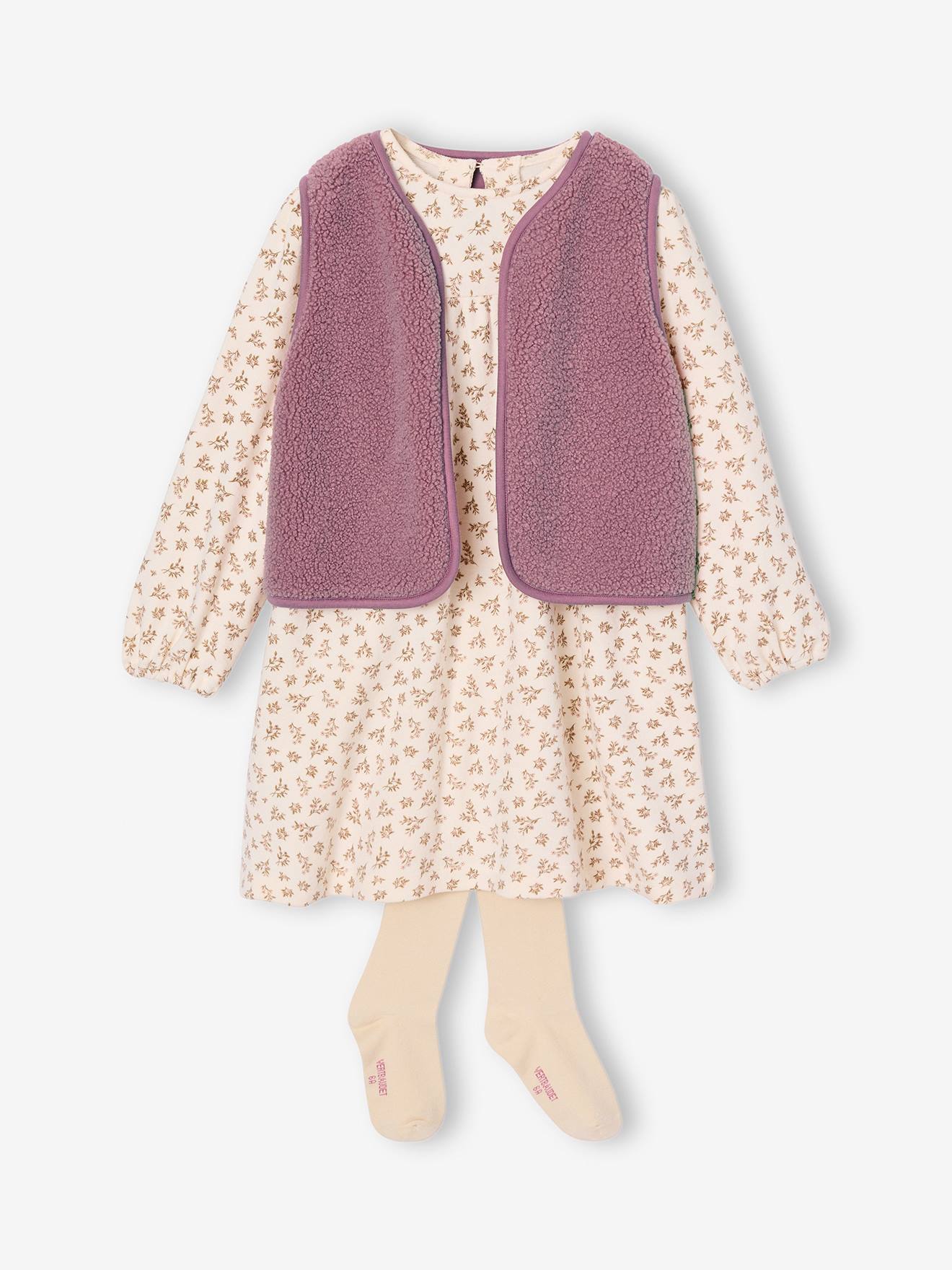 Ensemble robe 3 pièces enfant fille mauve