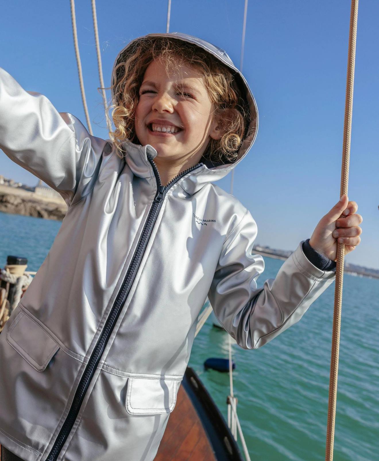 Ciré Imperméable À Capuche Fille Argent
