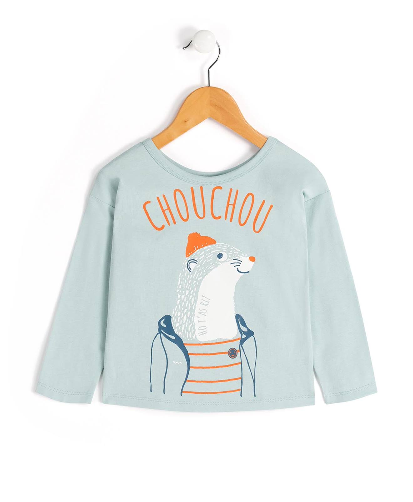 T-shirt Manches Longues 100% Coton Garçon Bleu