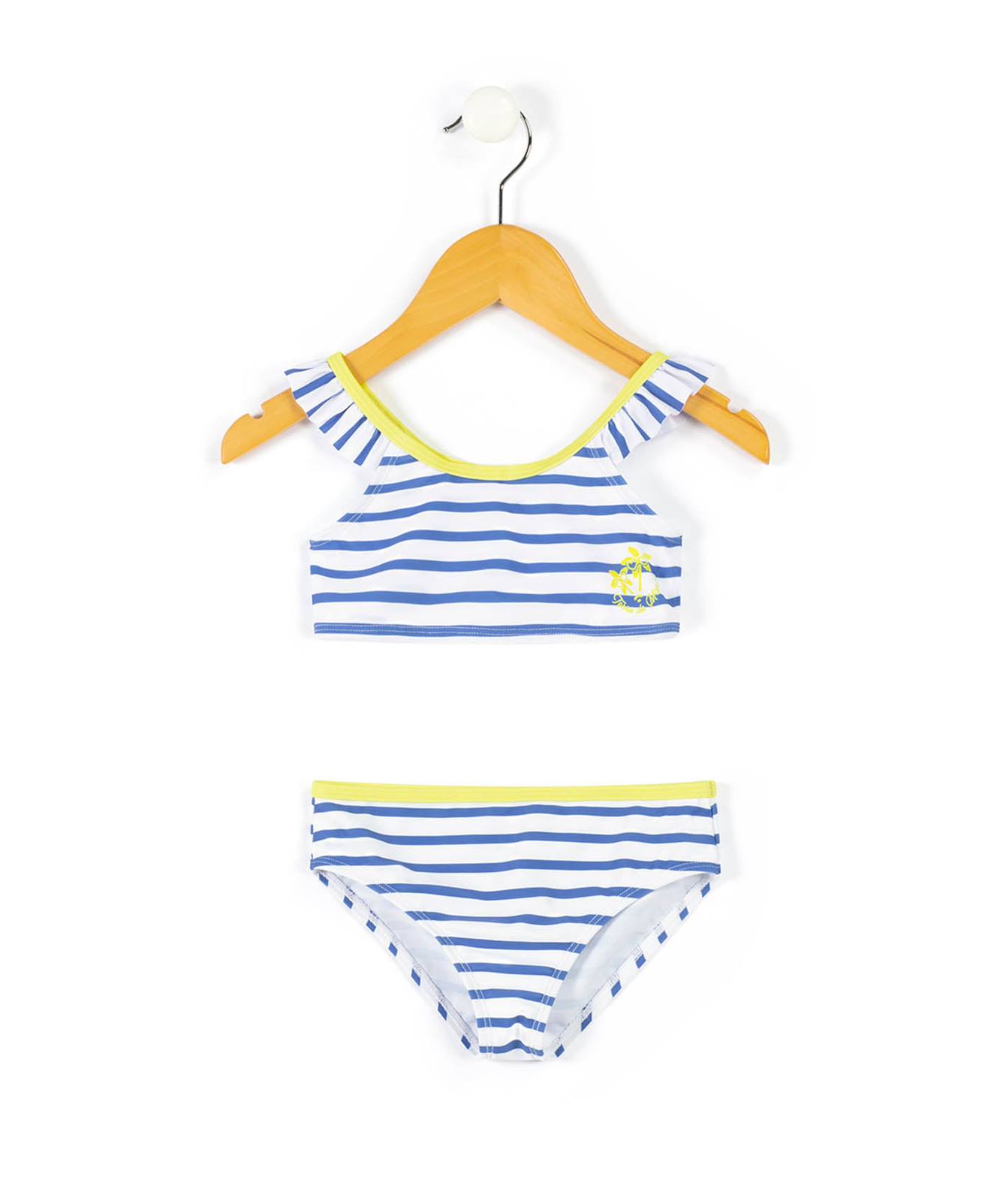 Maillot De Bain Fille Fond Blanc Raye Bleu 20$