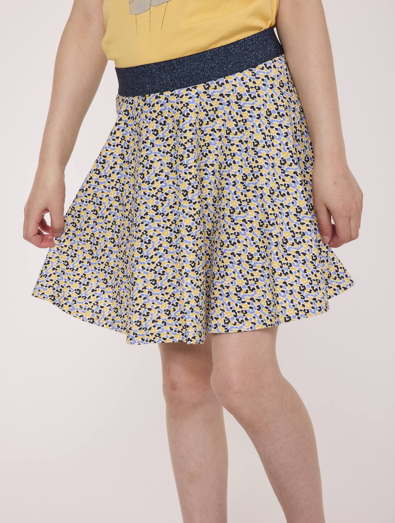 Jupe Short 100 Coton Fille Imprime Bleu Fond Grege 22$