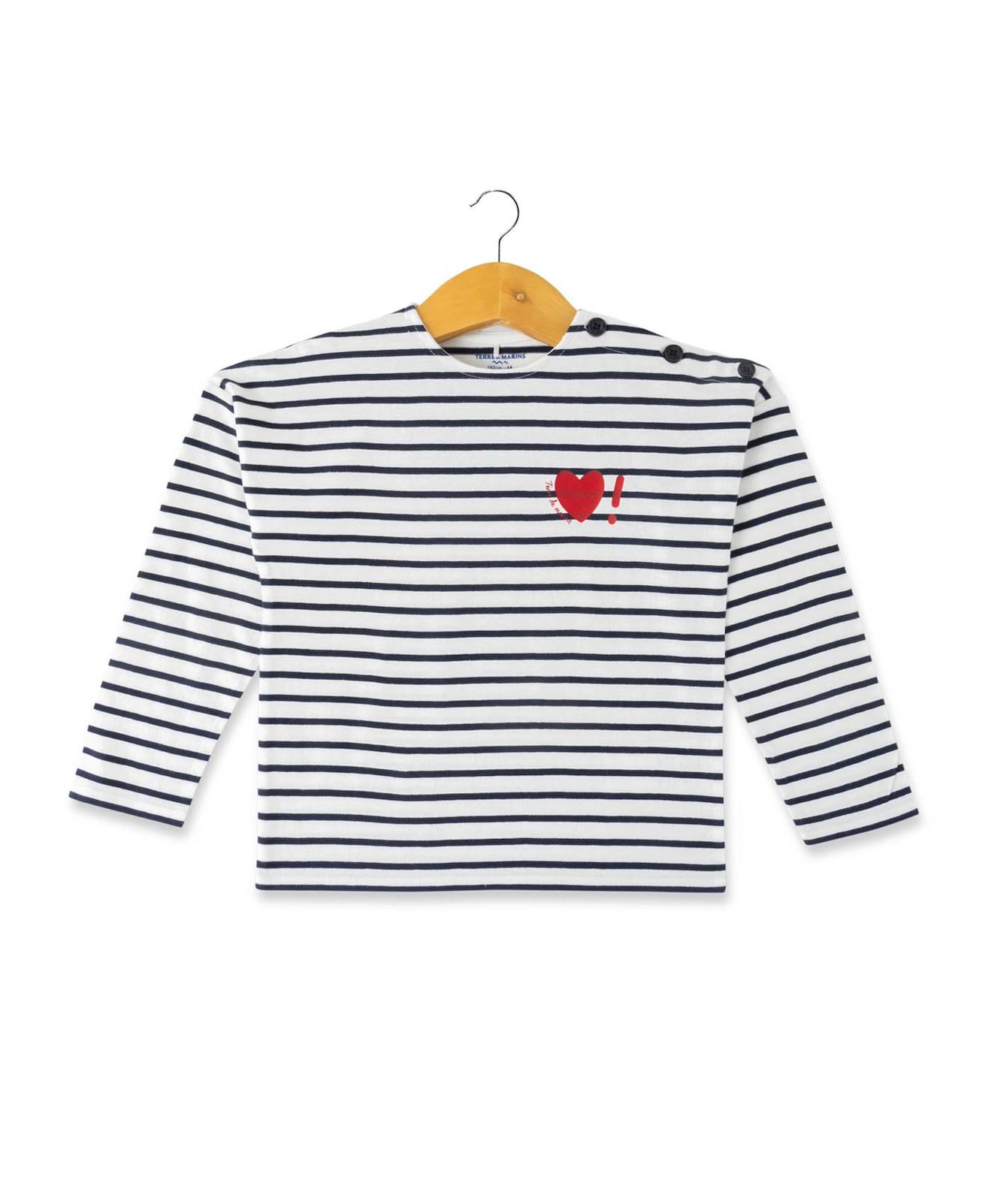 Mariniere Manches Longues 100 Coton Fille Fond Blanc Casse Raye Indigo 18$