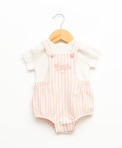 -Ensemble salopette + haut 100% coton bébé fille