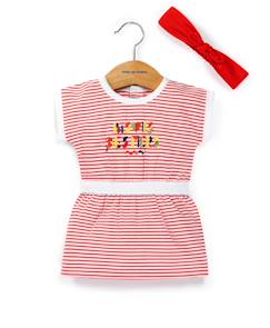 -Ensemble robe + bandeau 100% coton bébé fille