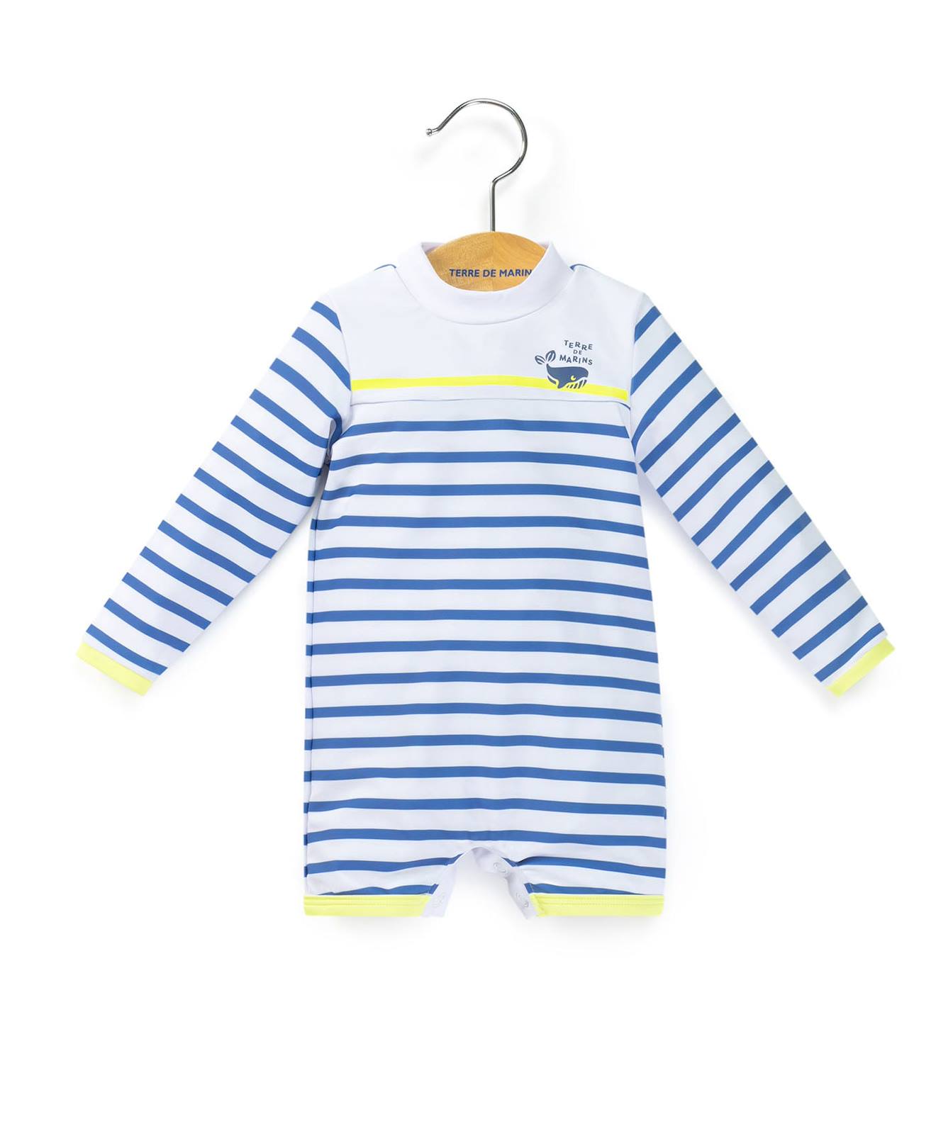 Maillot De Bain Bb Garon Fond Blanc Raye Bleu 19$