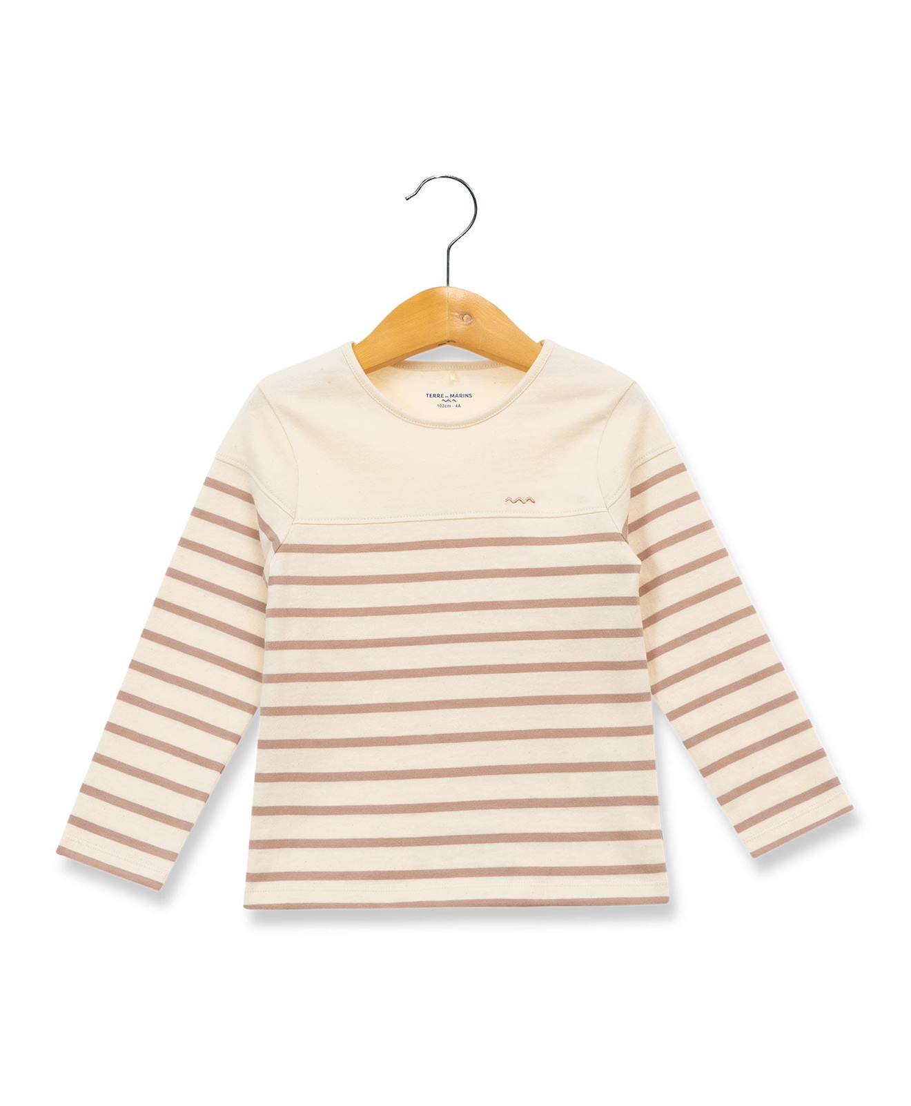 Mariniere Manches Longues 100 Coton Fille Fond Grege Raye Parme 16$