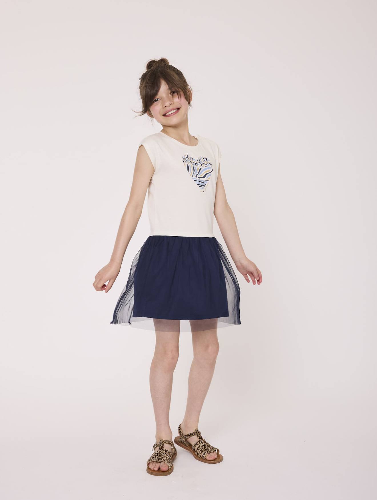 Robe Manches Courtes 100 Coton Fille Grege Indigo 28 €