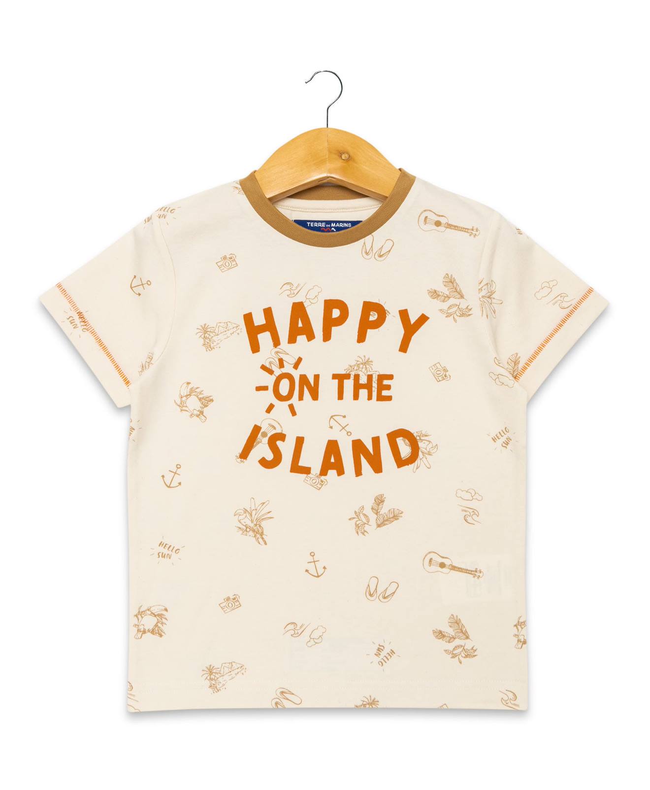 T-shirt Manches Courtes 100% Coton Garçon Imprime Grege