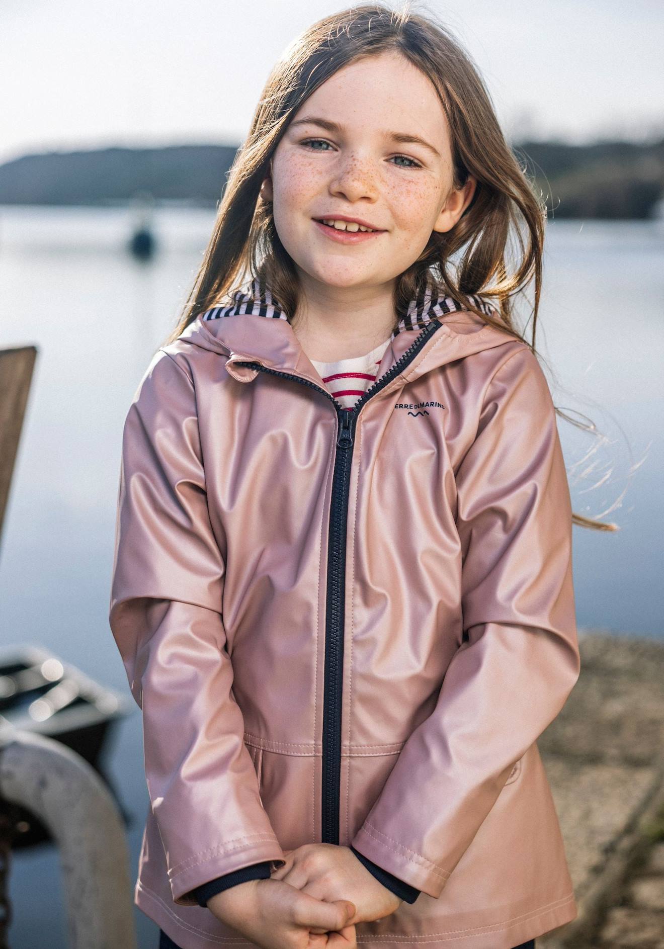 Ciré Imperméable À Capuche Fille Rose Irise