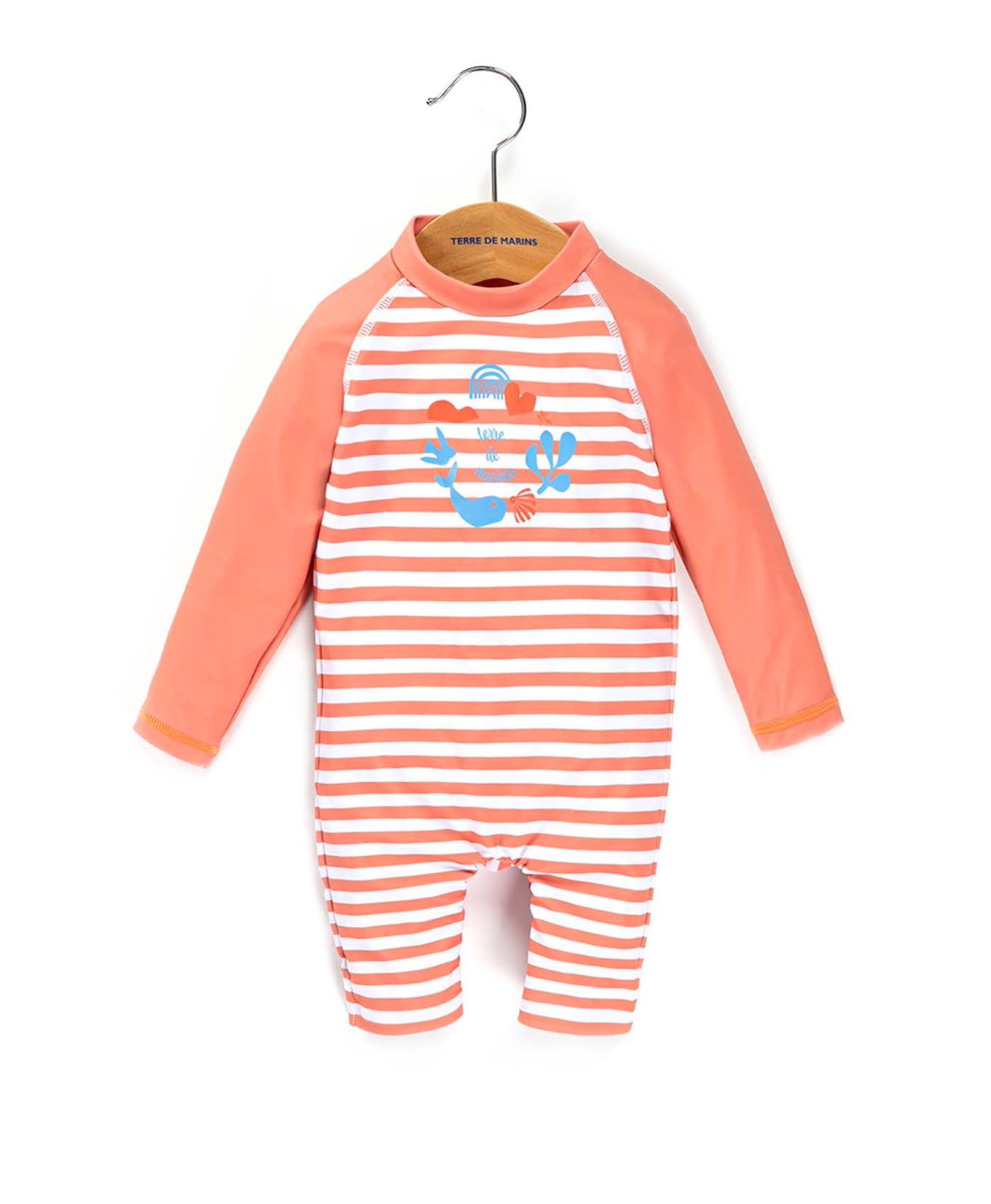 Maillot De Bain Bb Fille Fond Blanc Raye Rose 20$