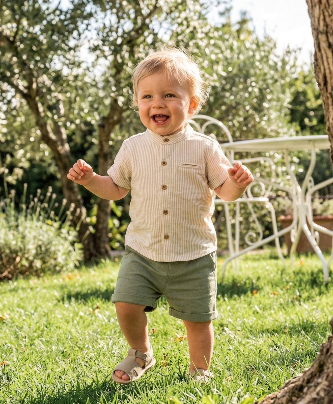 Ensemble Short Haut 100 Coton Bb Garon Grege Kaki 32$