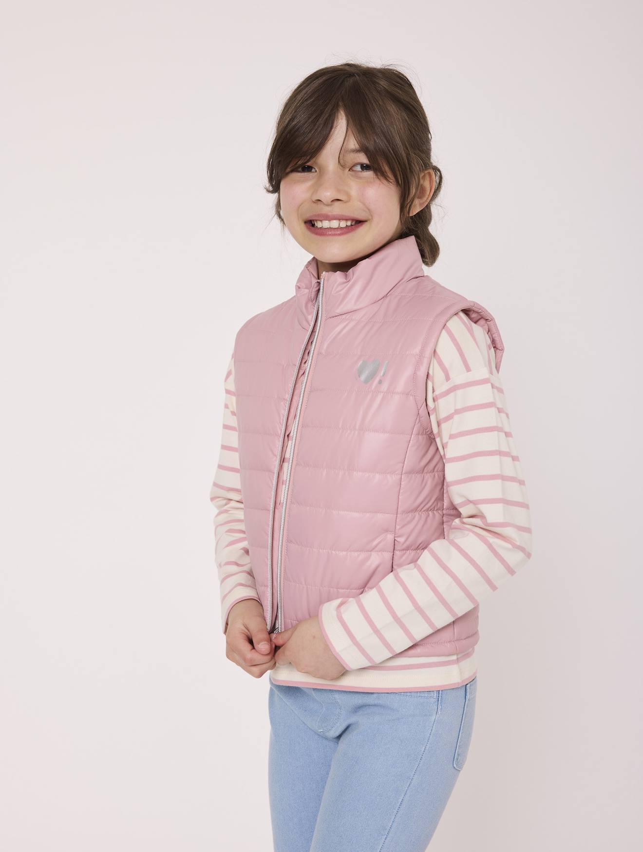 Doudoune Sans Manches Fille Rose