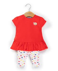 -Ensemble tunique + leggings 100% coton bébé fille