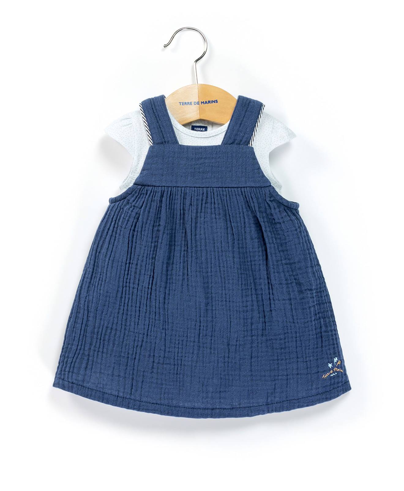 Ensemble Robe Haut 100 Coton Bb Fille Marine 30$