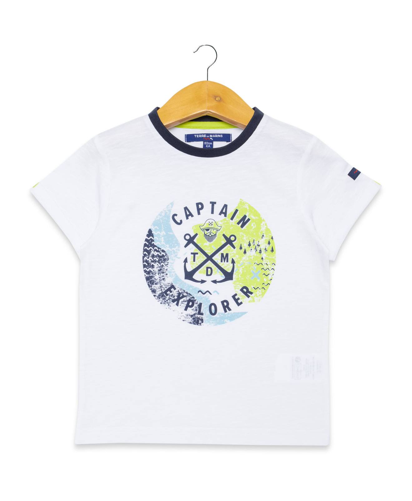 T-shirt Manches Courtes 100% Coton Garçon Blanc Optique
