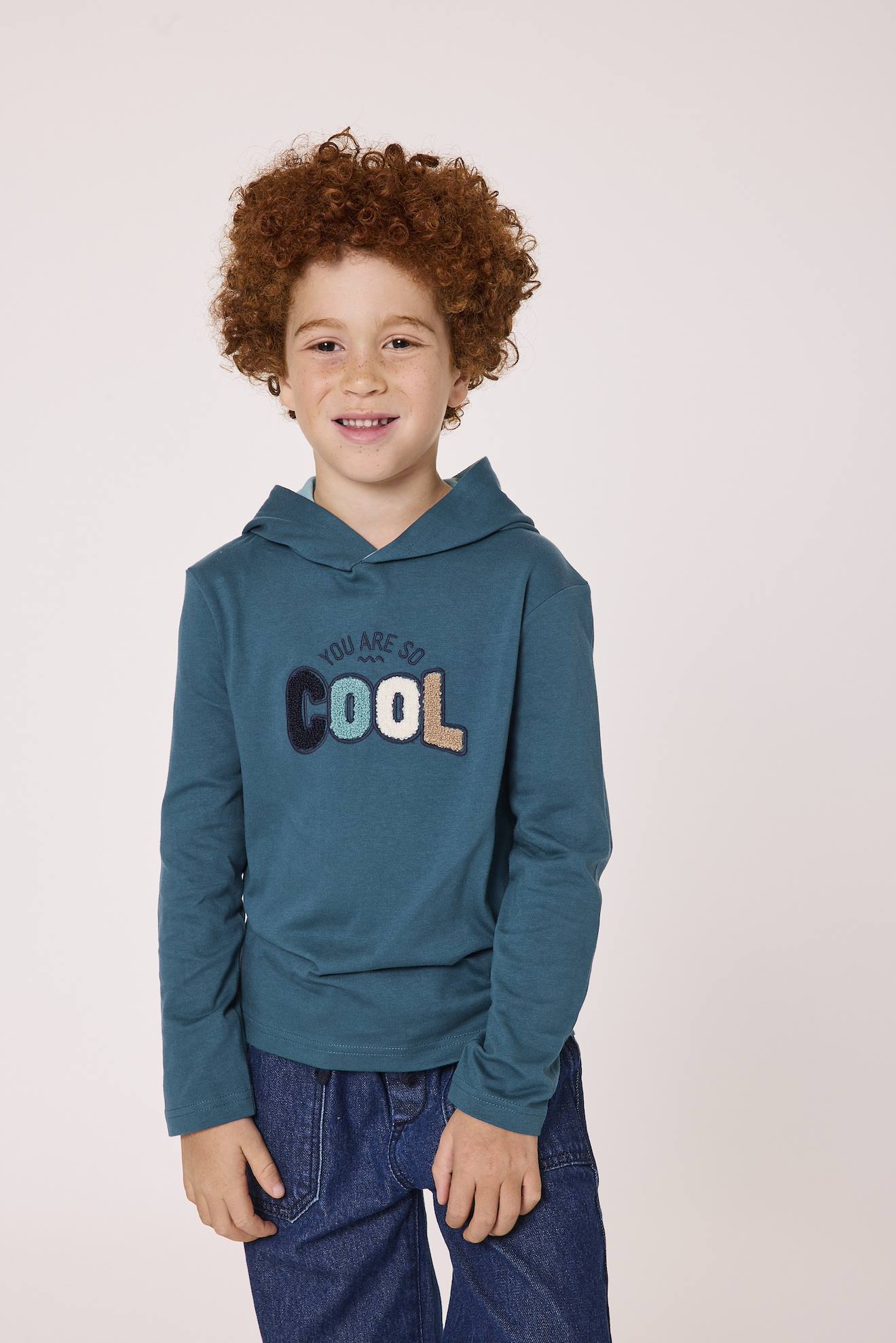 T-shirt Manches Longues Capuche Garon Vert 18$