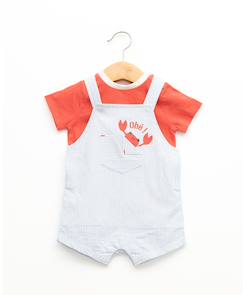 -Ensemble salopette + haut 100% coton bébé garçon