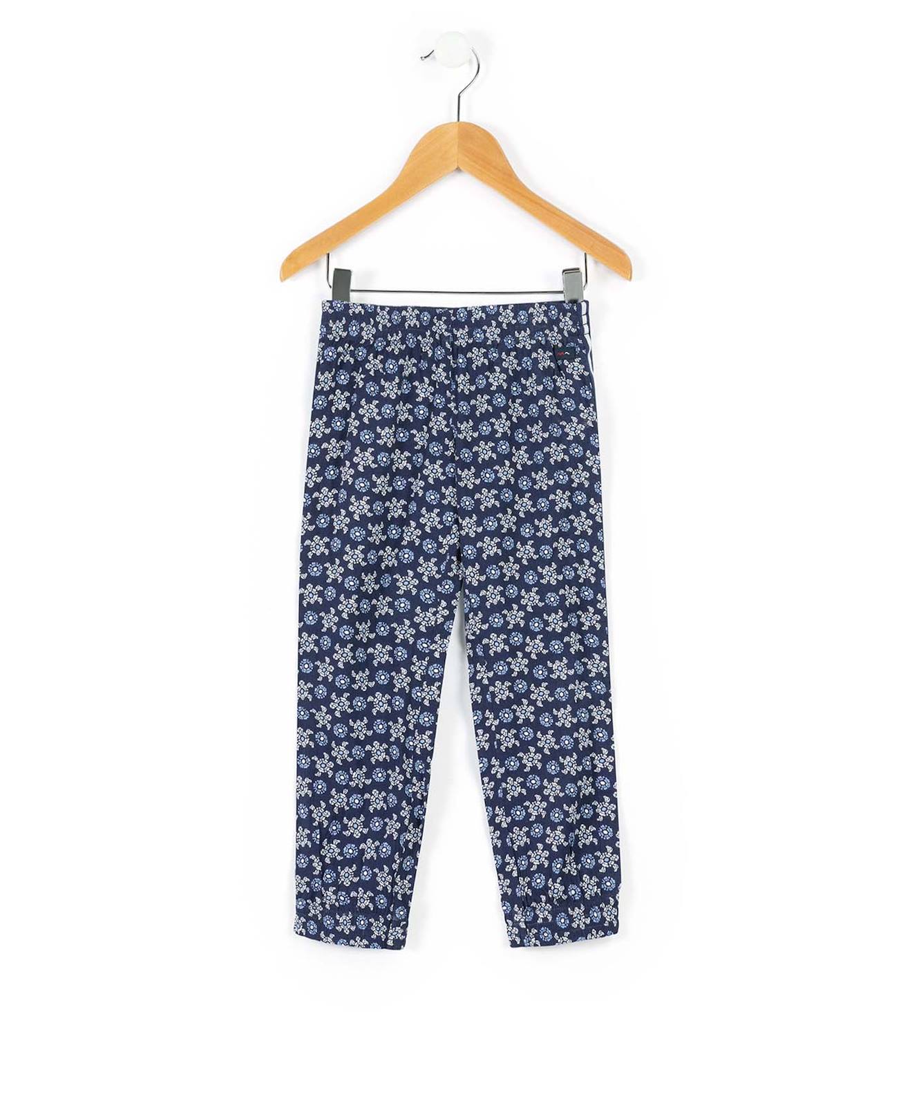 Pantalon Fille Imprime Fond Marine