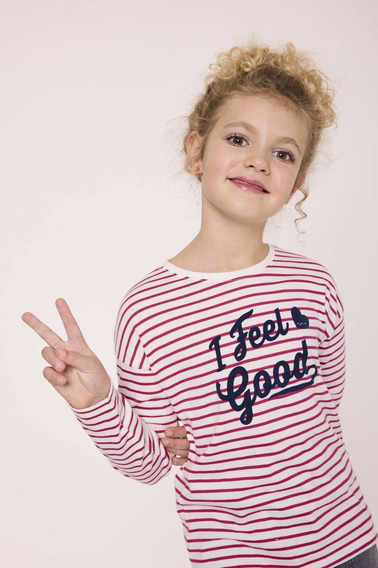 Mariniere Manches Longues 100 Coton Fille Fond Blanc Casse Raye Rose 19 €