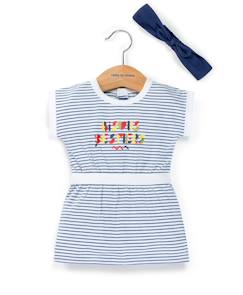 -Ensemble robe + bandeau 100% coton bébé fille