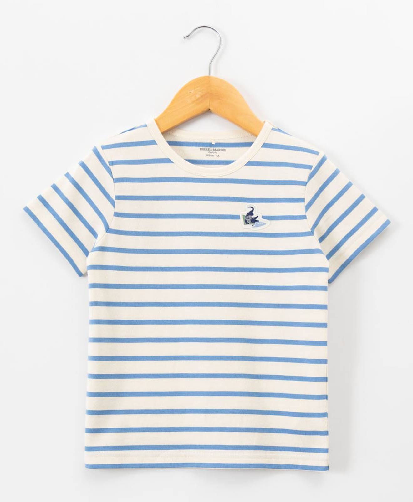 Mariniere Manches Courtes 100 Coton Garon Fond Grege Raye Bleu 16$