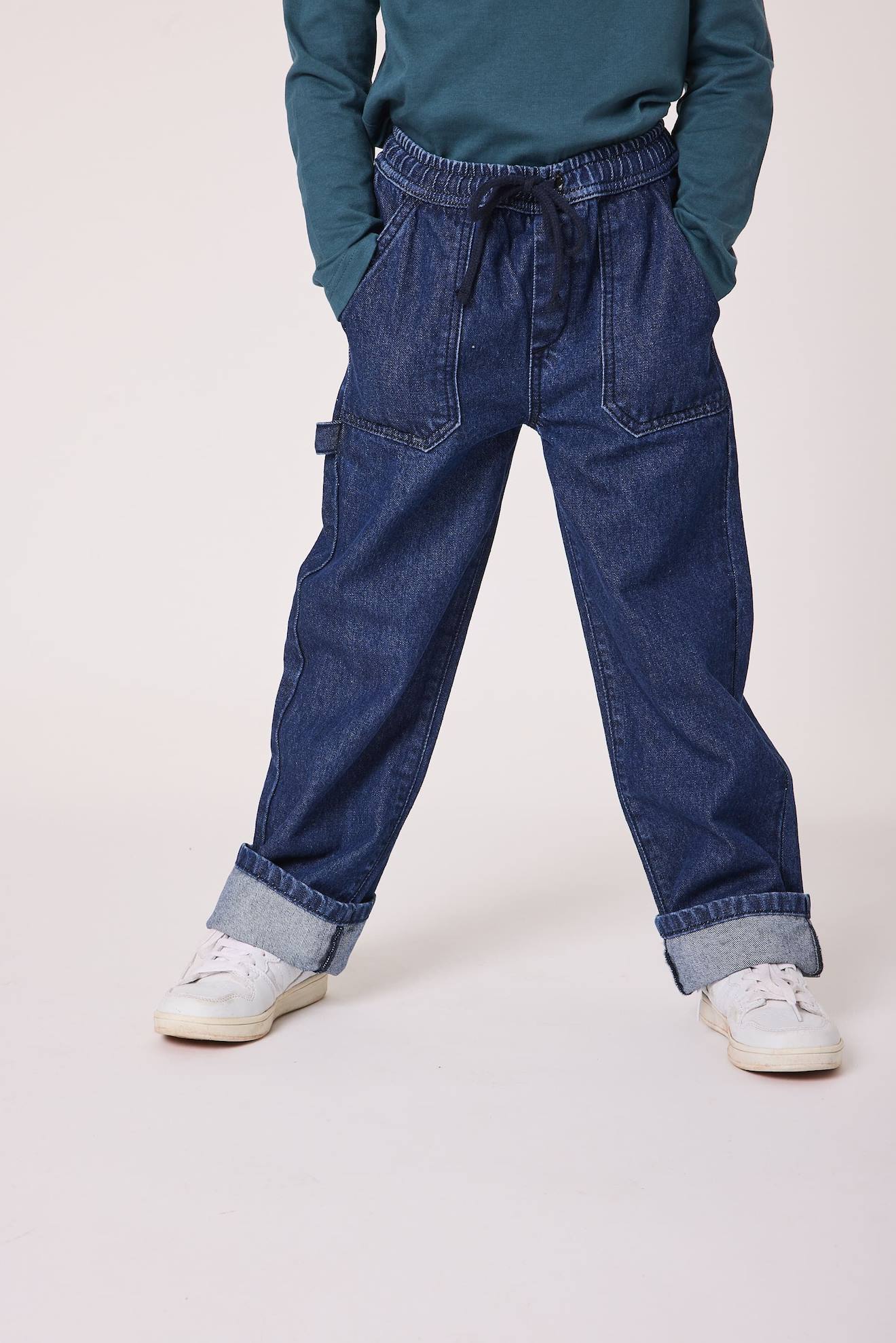 Pantalon 100% Coton Garçon Denim Bleu
