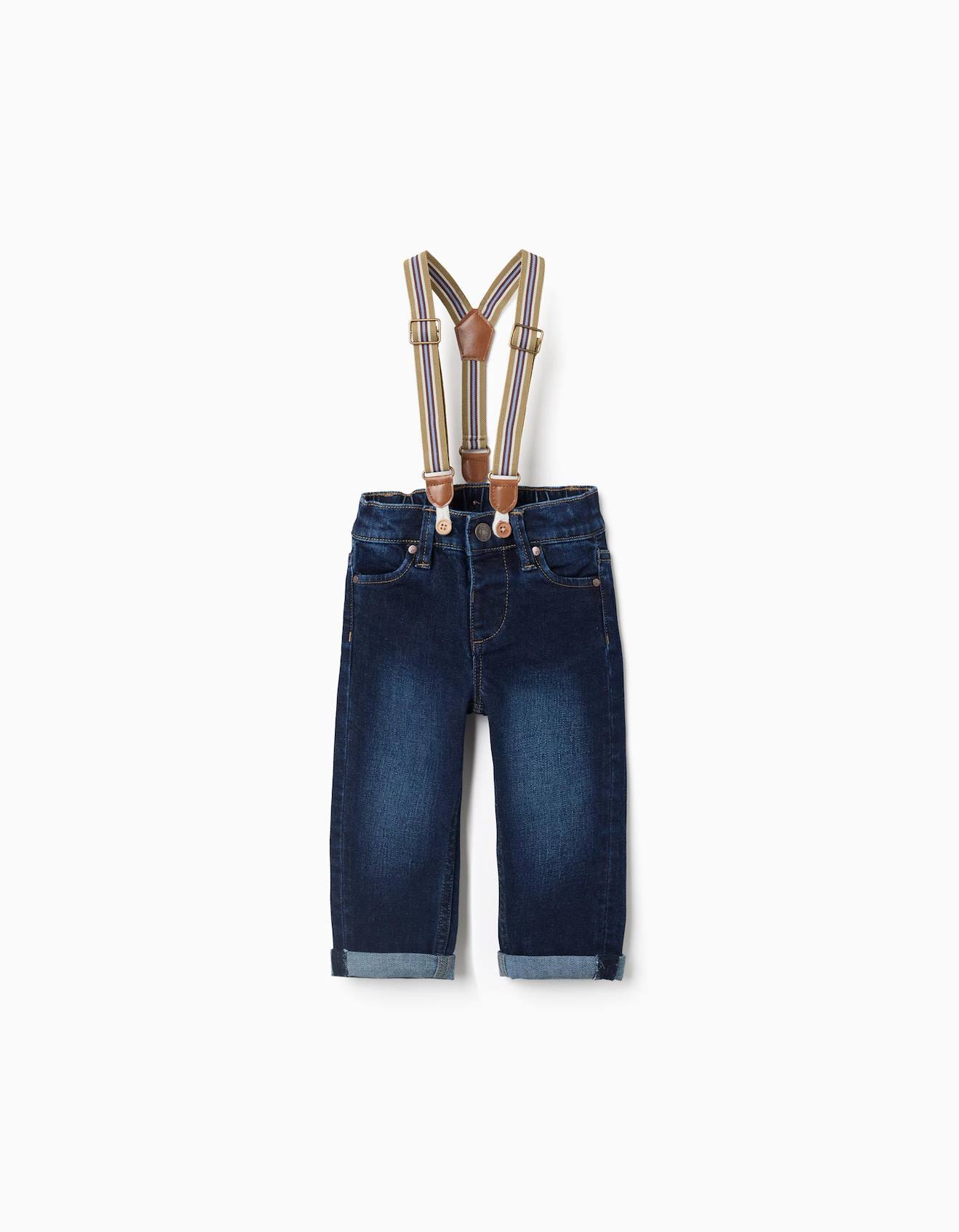 Pantalon En Jean Avec Bretelles Amovibles Bleu Fonc 30$