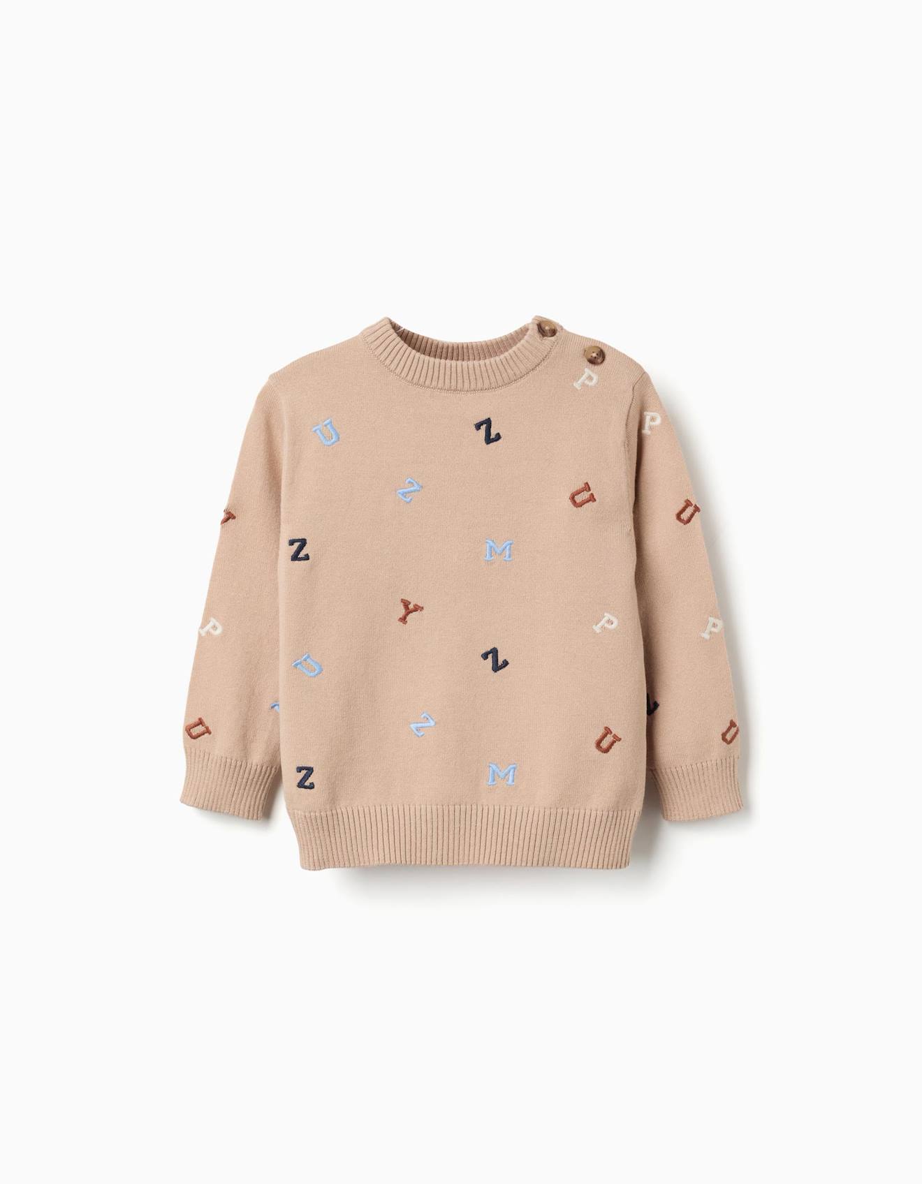Pull En Maille Avec Lettres Brodes Beige 30$