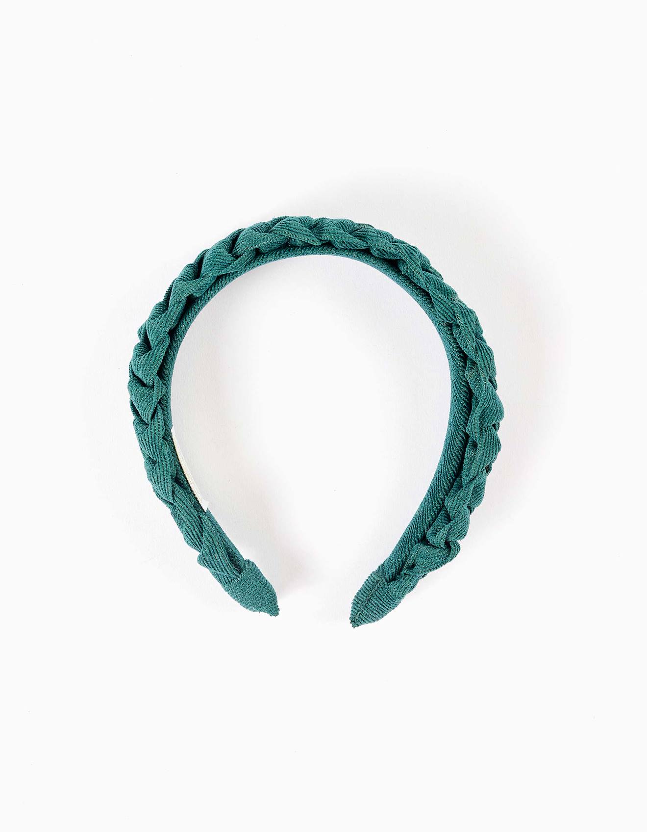 Serre-tte Tress En Velours Ctel Vert Fonc 15€