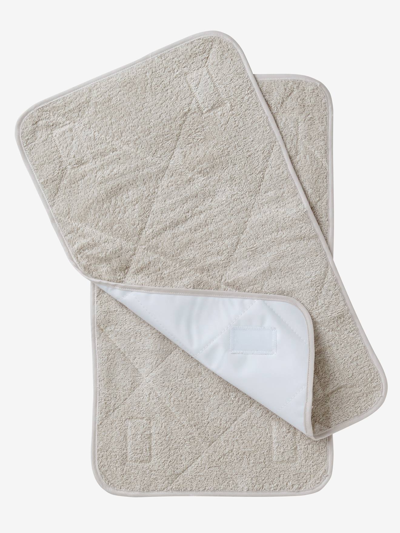 Lot de 2 serviettes de rechange essentiels pour matelas à langer gris taupe