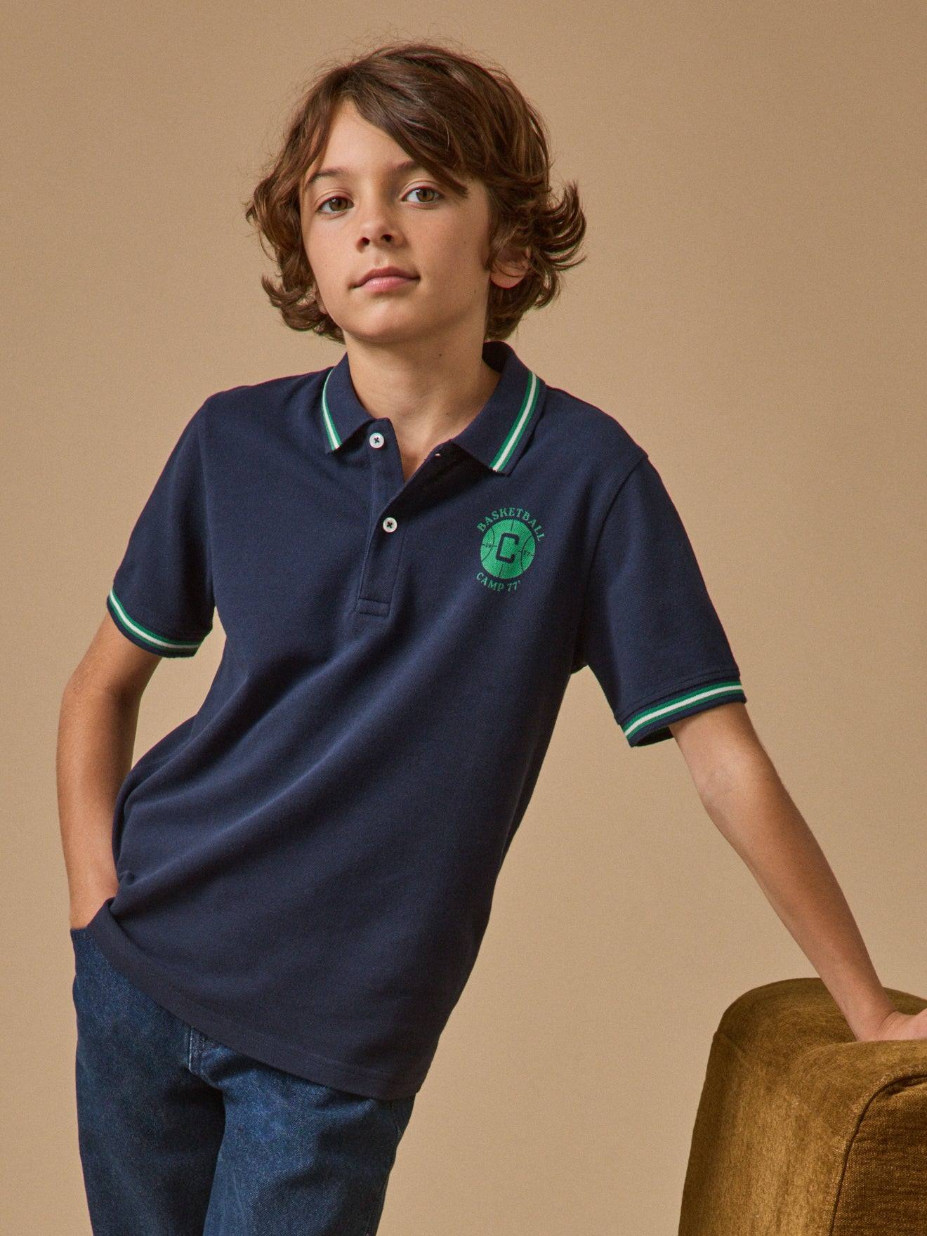 Polo En Maille Pique Garon Marine 25$