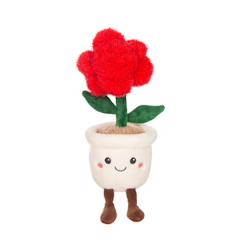 Peluche - peluche fleur rose rouge avec pot crème – mimi flowers – 24 cm  - vertbaudet enfant