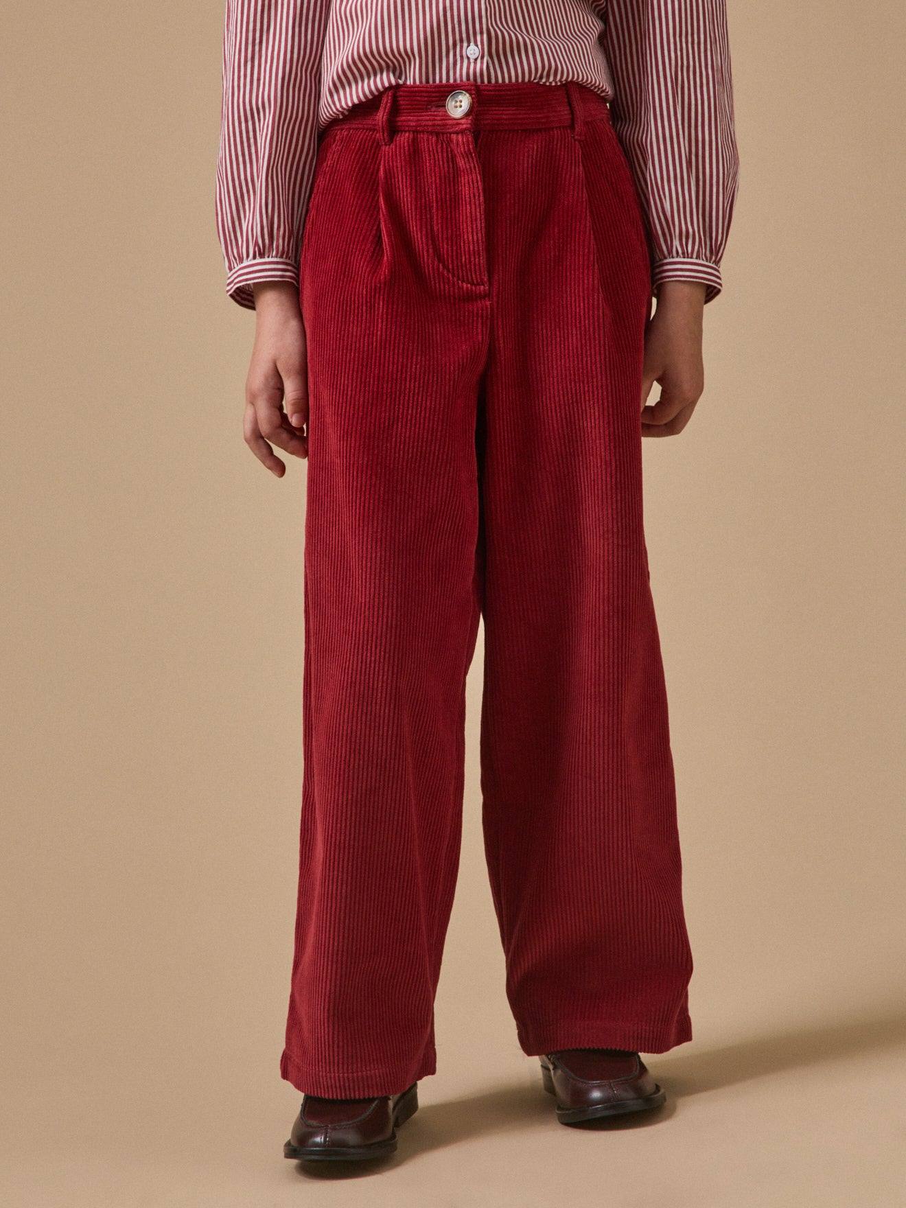 Pantalon Flare En Velours Cerise