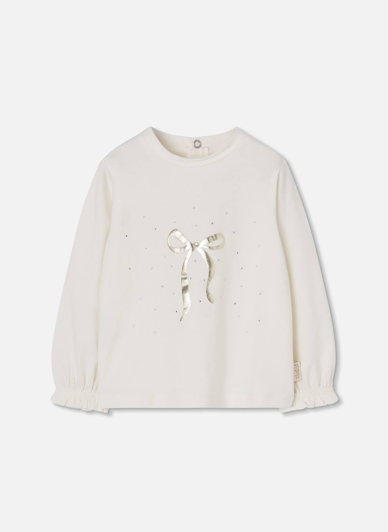 T-shirt Fille En Maille Avec Noeud Blanc T-shirt Fille En Maille Avec Noeud Blanc