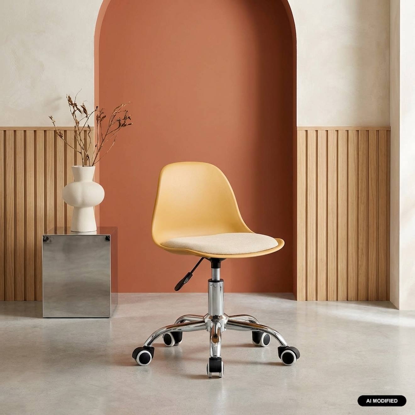 Chaise De Bureau Enfant À Roulettes Ajustable Piètement Chromé - Manel Moutarde