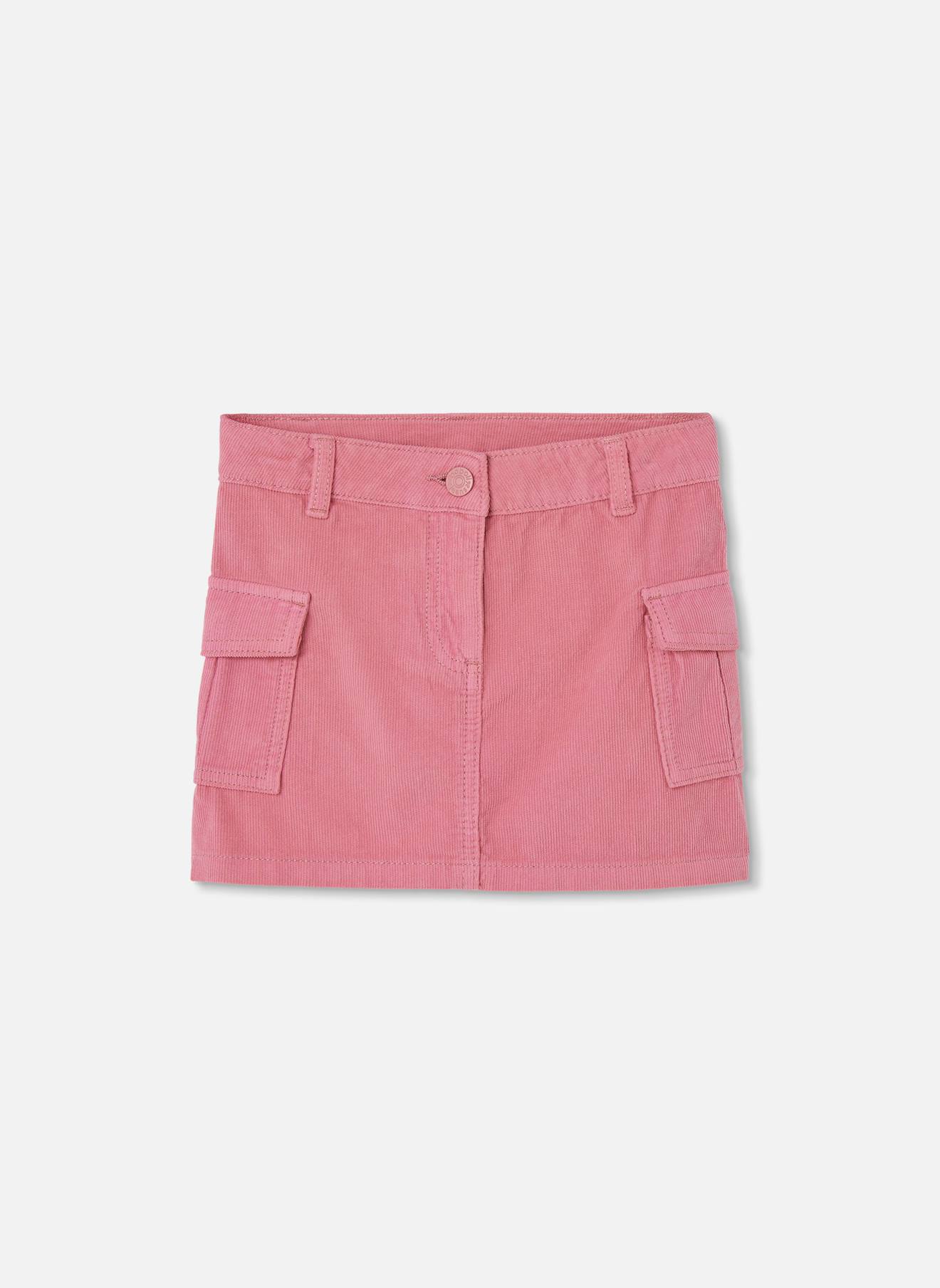 Jupe Fille En Velours Côtelé Fin Avec Poches Cargo Rose