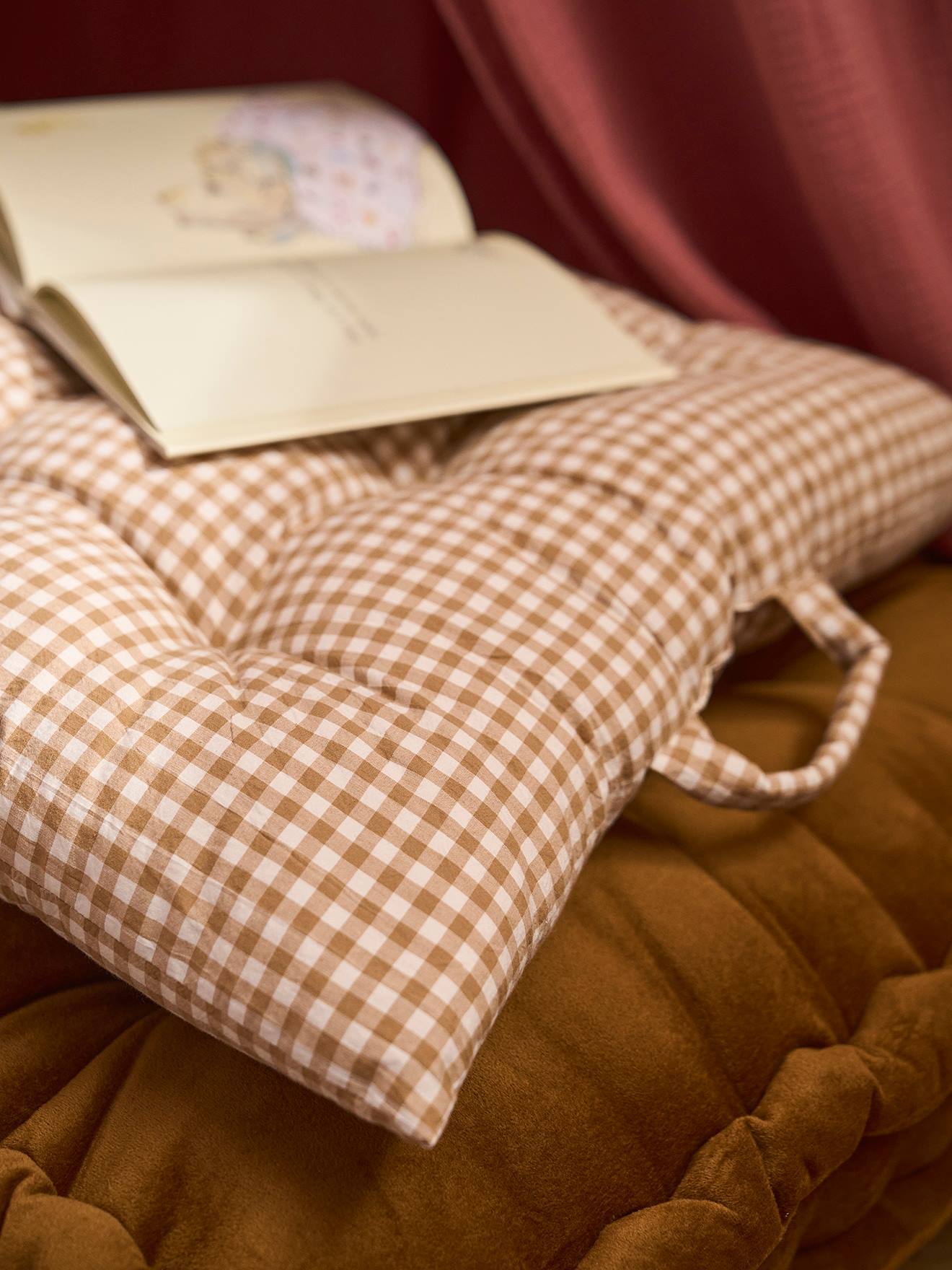 Matelas de sol en coton vichy moka (Vertbaudet) - Image 2
