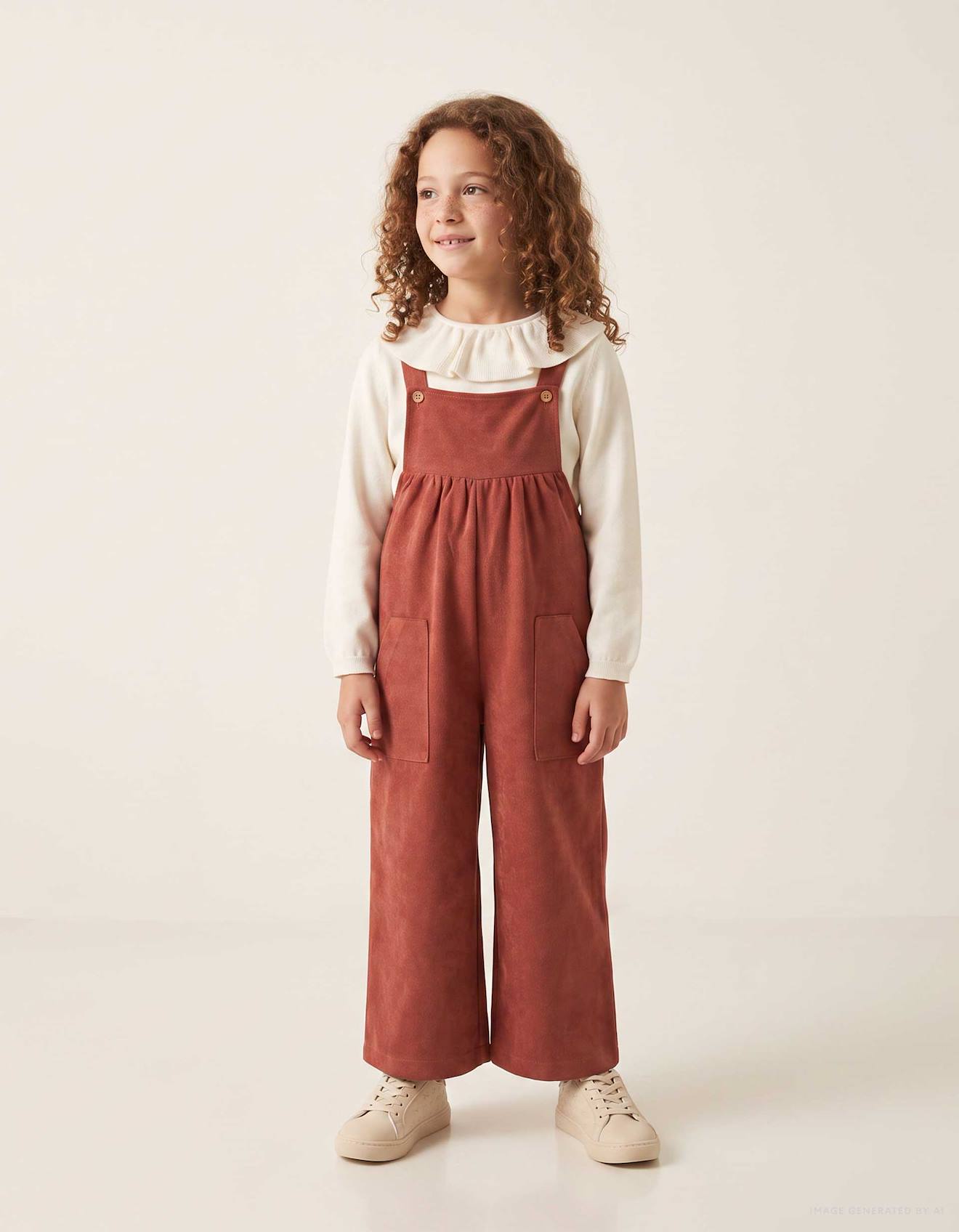 Salopette À Jambe Large En Maille Interlock Avec Poches Marron