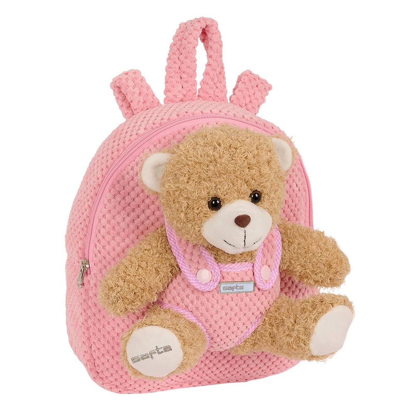Sac À Dos Maternelle Garçon Peluche Avec Ourson Amovible Rose