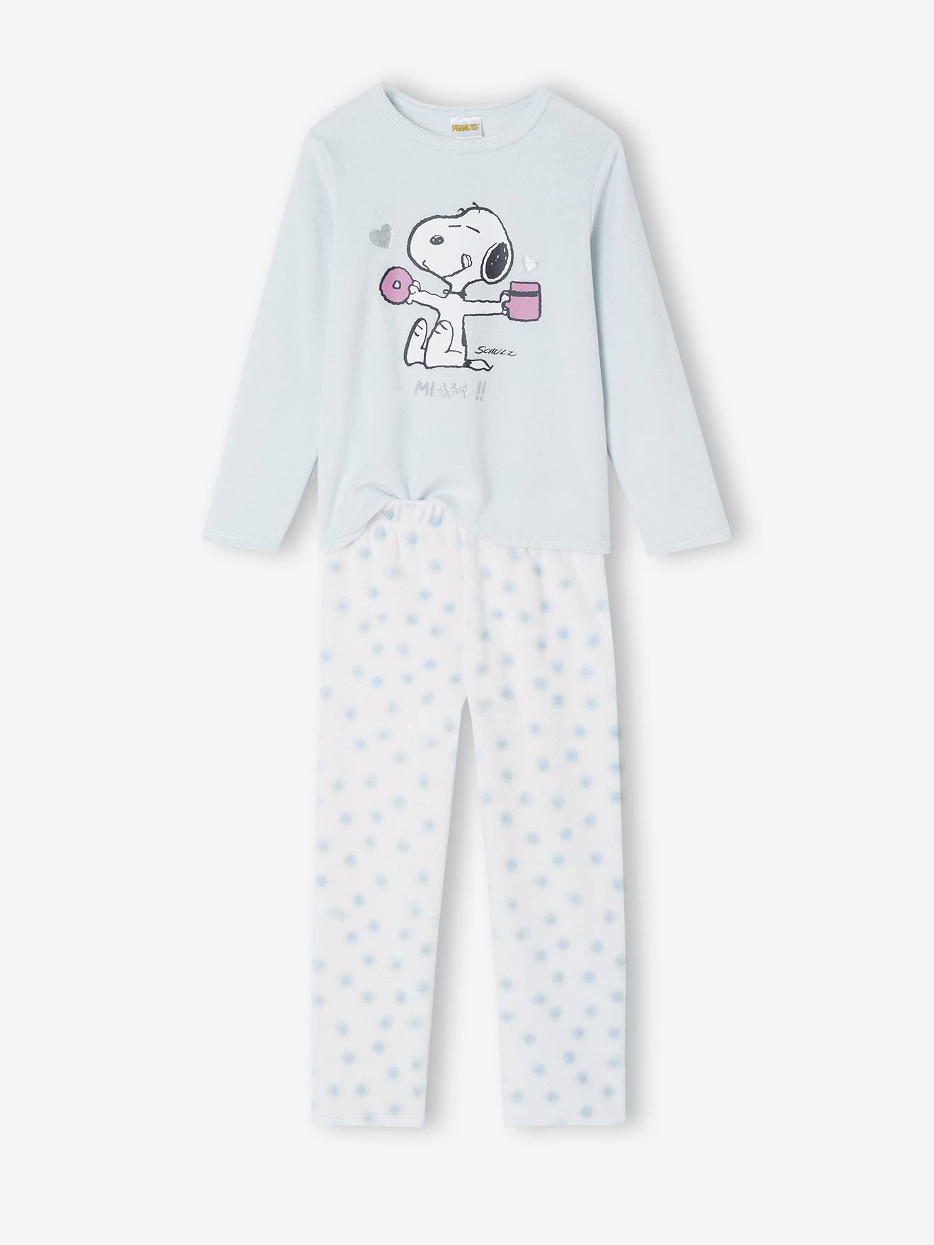 Pyjama velours enfant fille Snoopy gris chiné