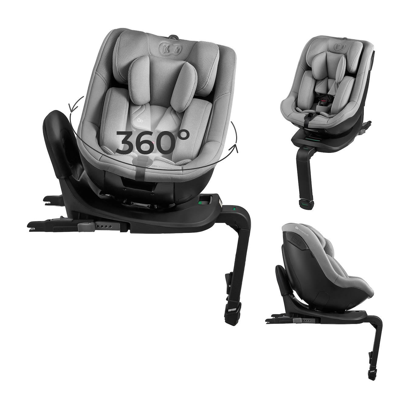 Siège Auto Kinderkraft I-guard I-size Pivotant À 360° Avec Isofix, Jambe De Force Et Système Air Flow R129 Gris