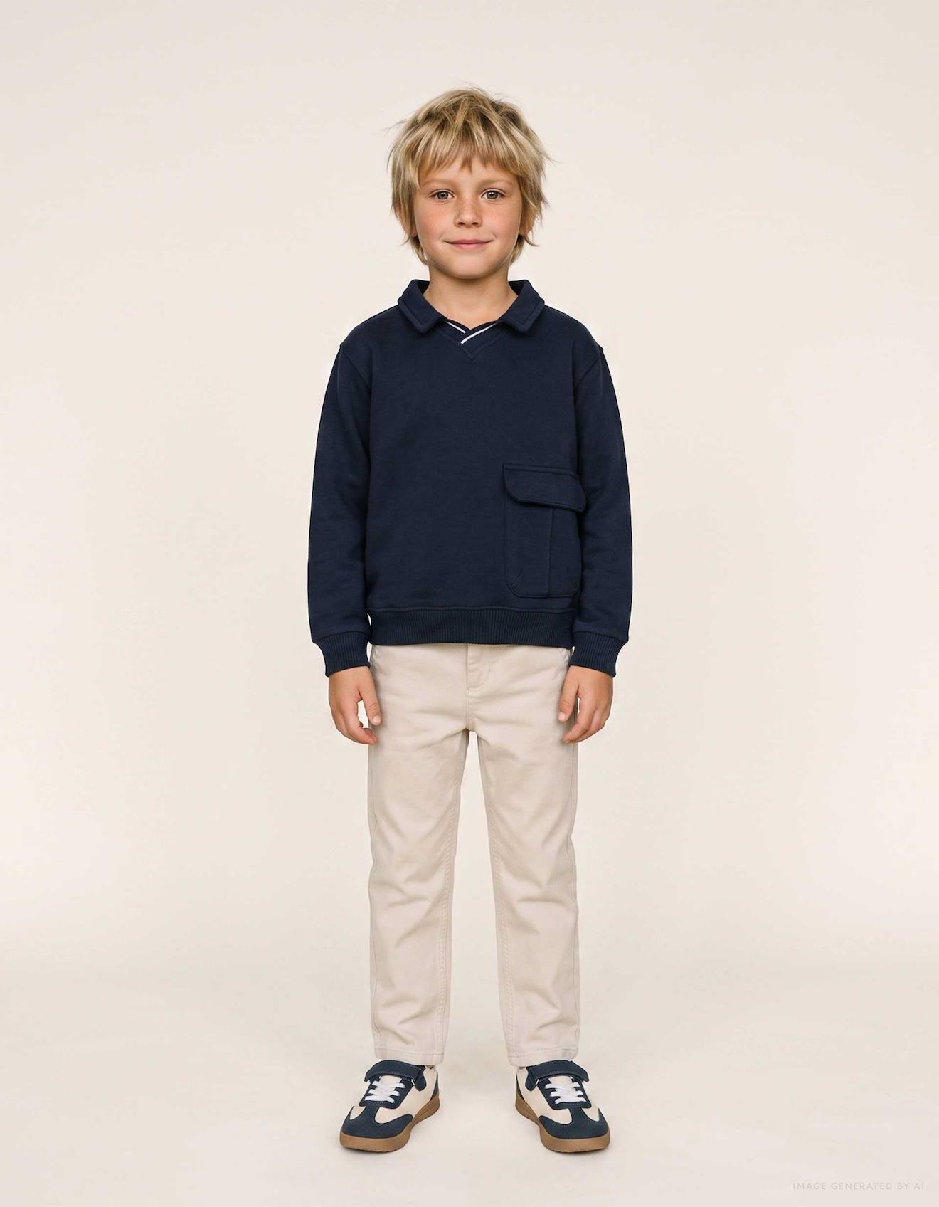 Sweat En Coton Avec Grande Poche Bleu Foncé