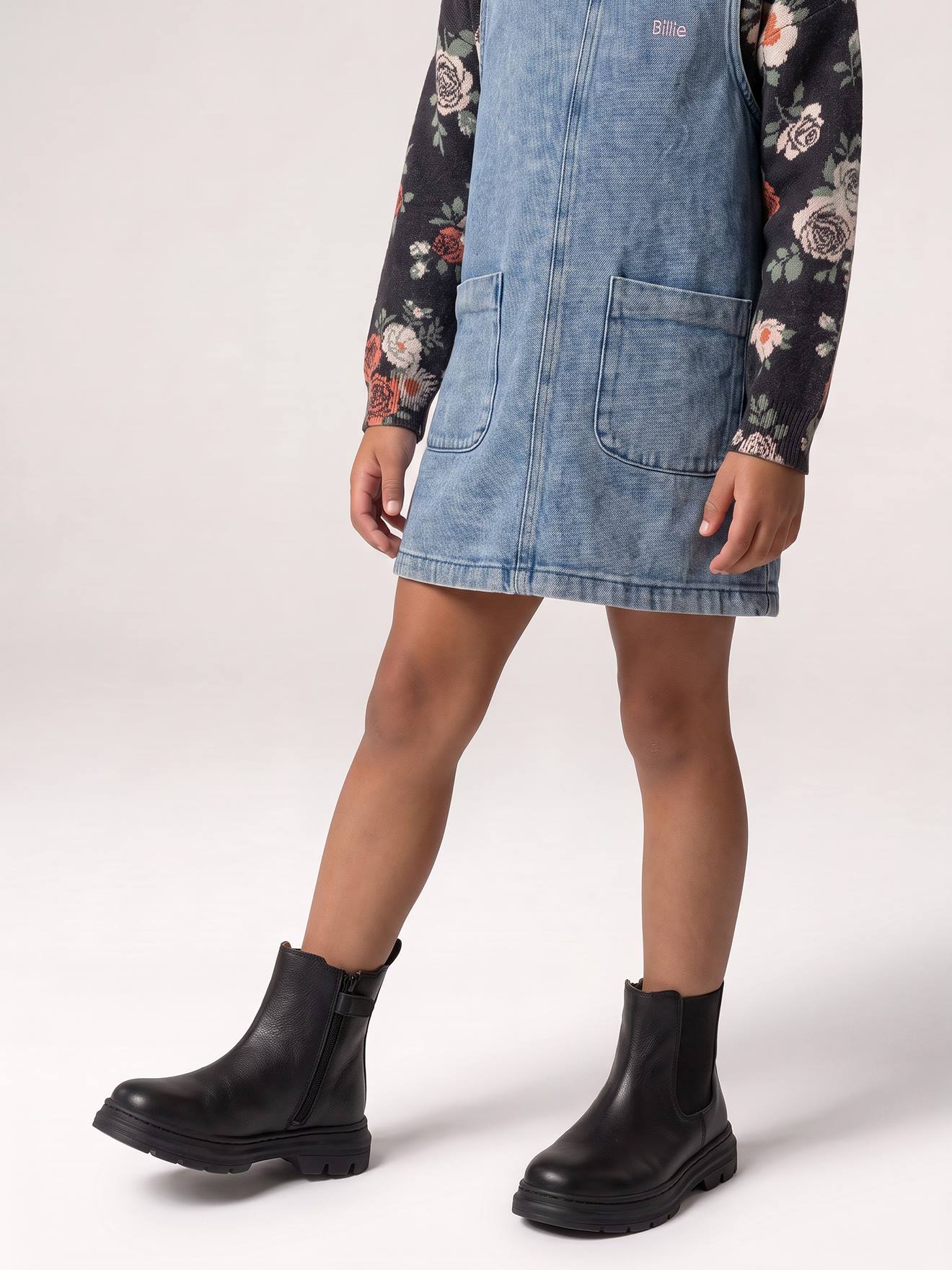Boots enfant fille cuir élastiquées et zippées noir Boots enfant fille cuir élastiquées et zippées noir