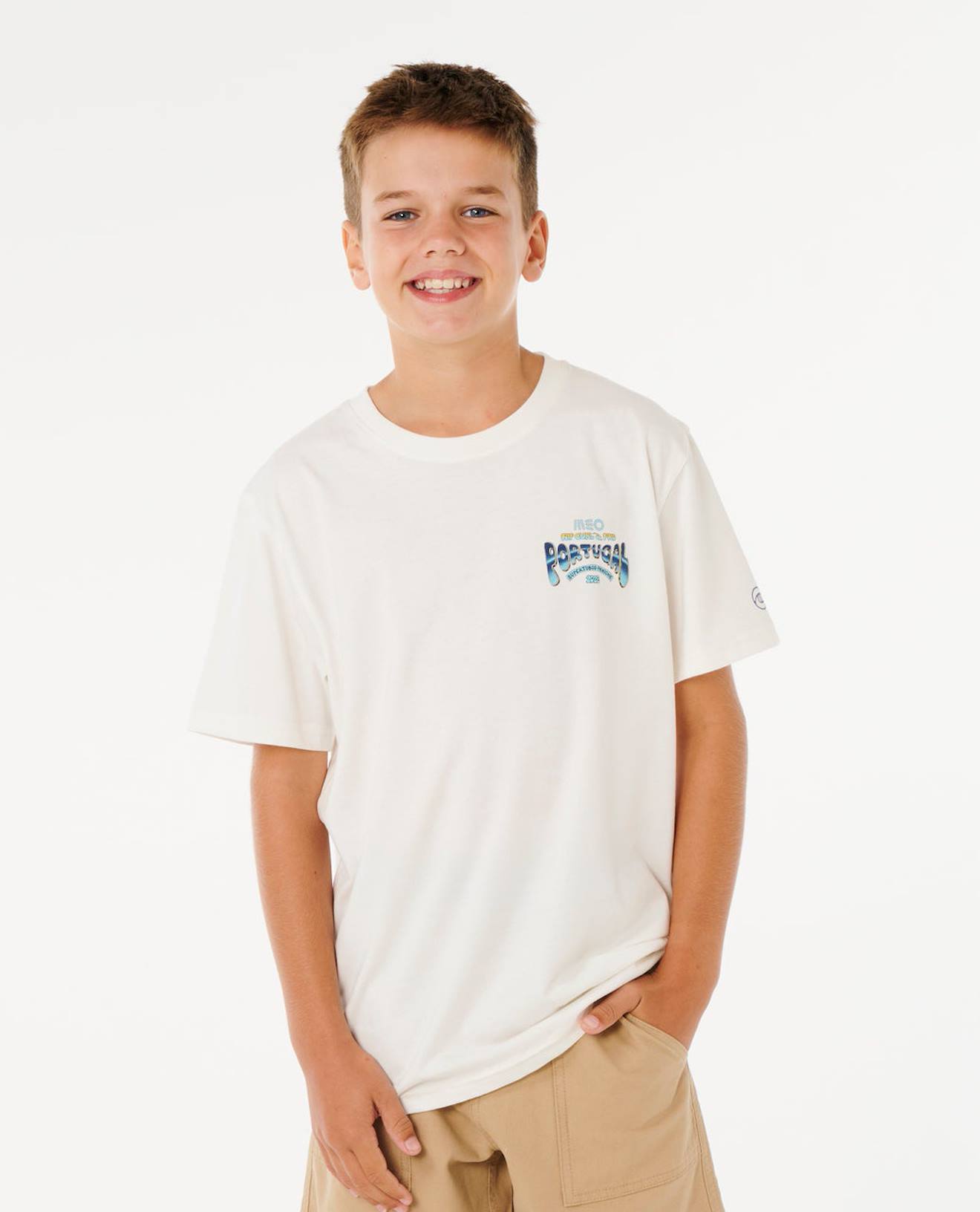 T-shirt Garçon Rip Curl Pro Peniche 26 Bone